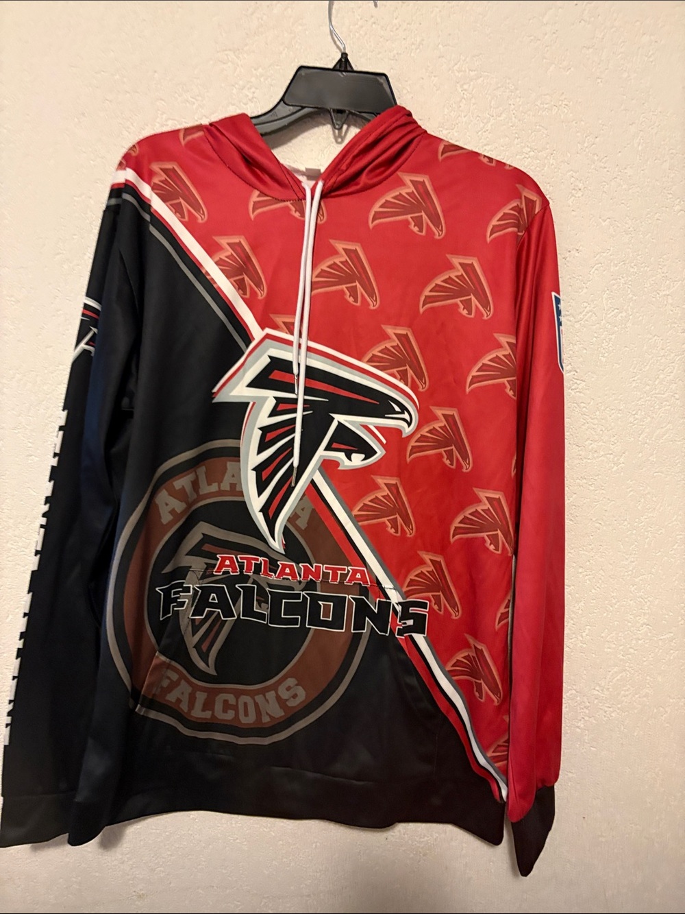 NFL Atlanta Falcons Red and Black Pullover Hoodie Jersey